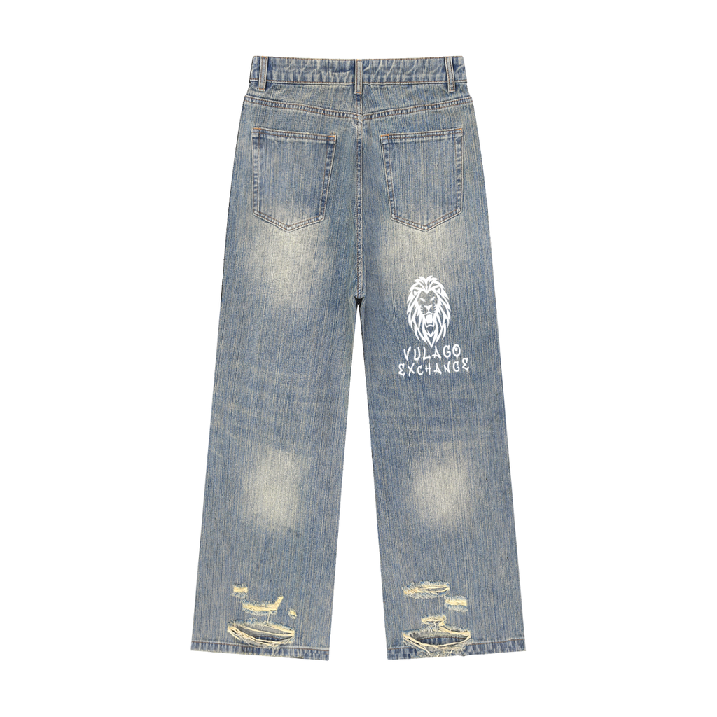 Vintage Wash Distressed Denim Jeans