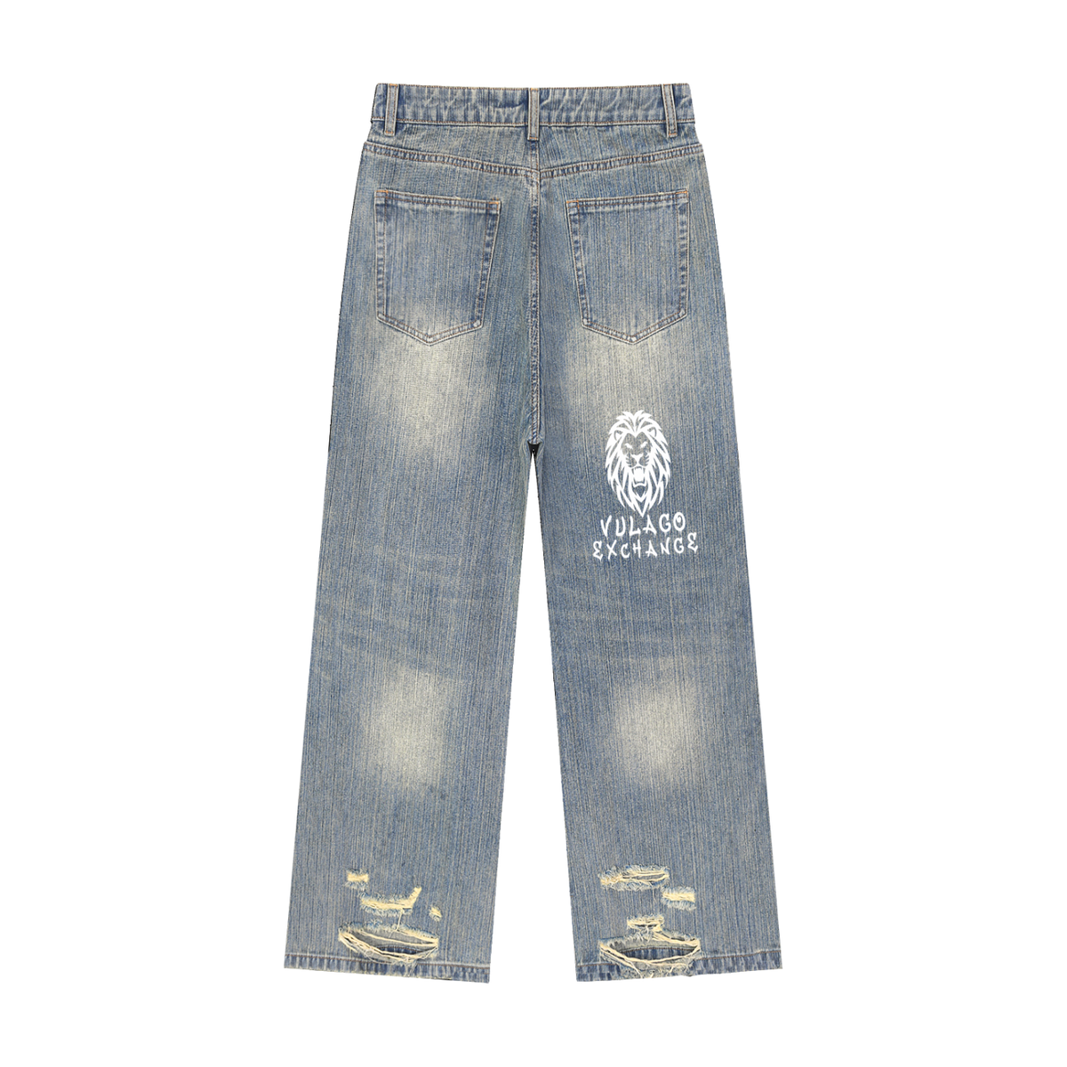 Vintage Wash Distressed Denim Jeans
