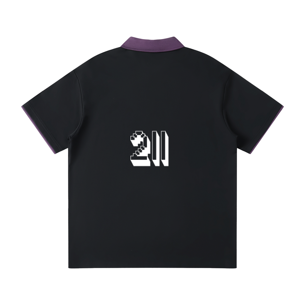 Contrast Collar Raglan Polo Shirt