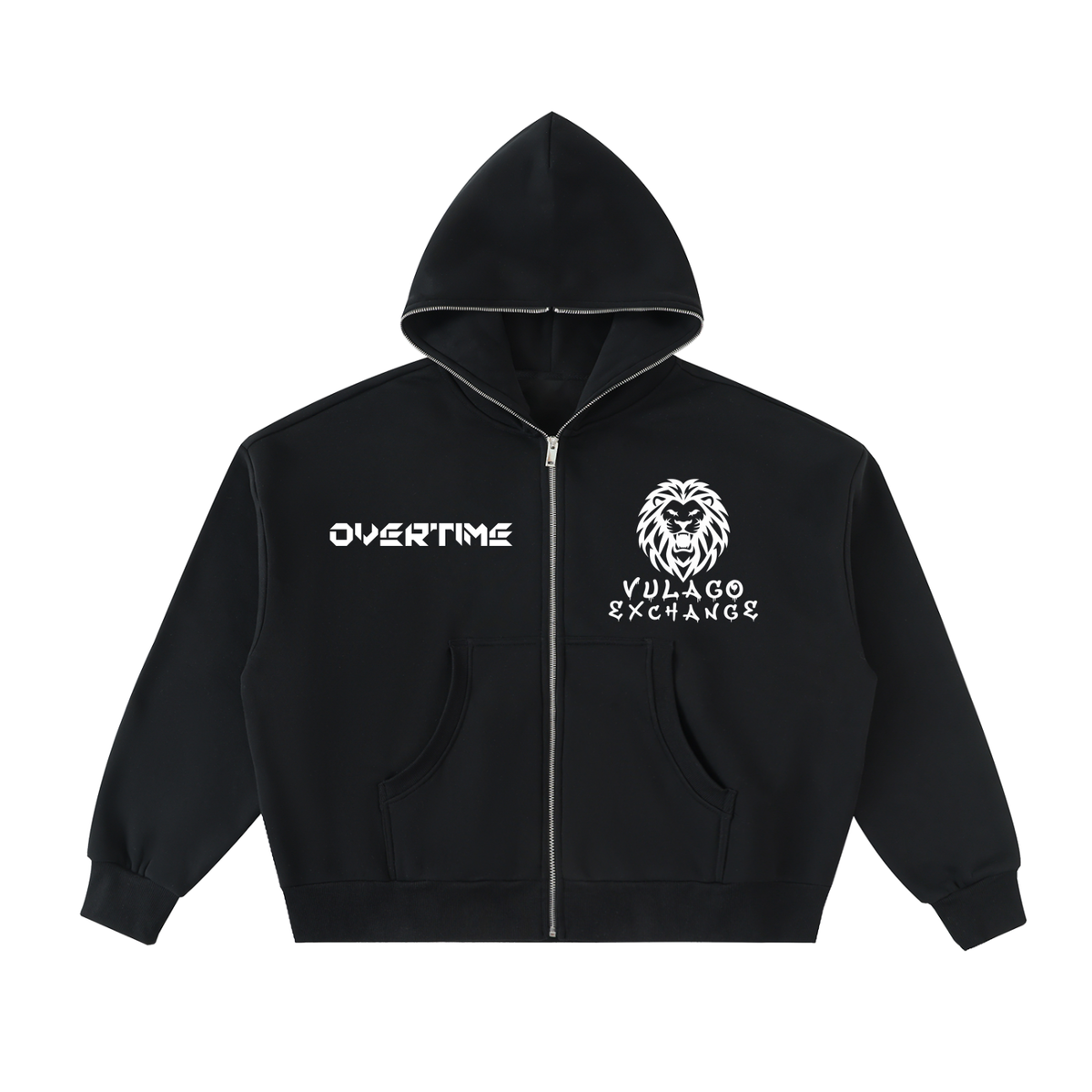 Fleeced Full-Zip Boxy Hoodie